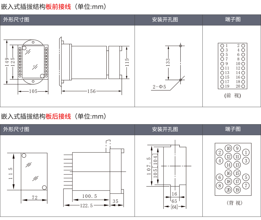 RS-30時(shí)間繼電器嵌入式插拔結(jié)構(gòu)外形及接線方式