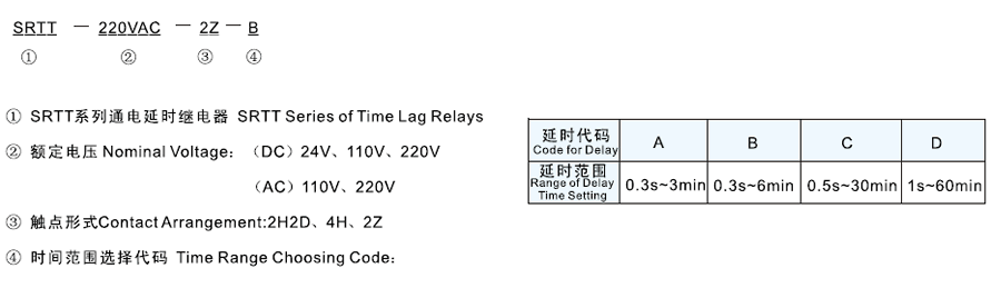 SRTT-110VDC-2H2D-B型號(hào)及其含義